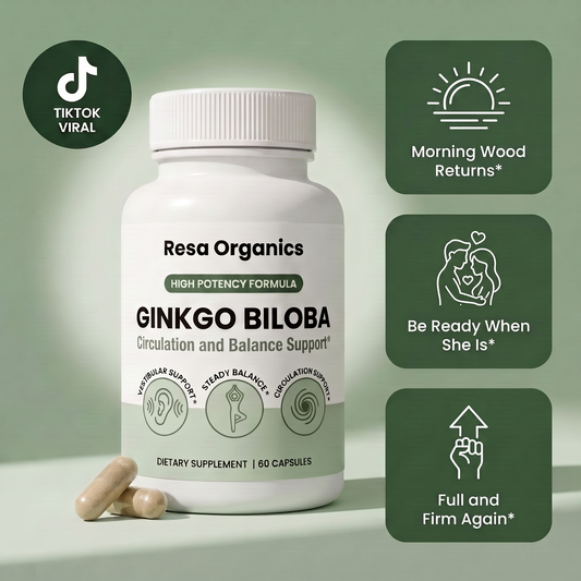 Resa Organics Ginkgo Biloba Capsules To Support Blood Flow And Male Vitality